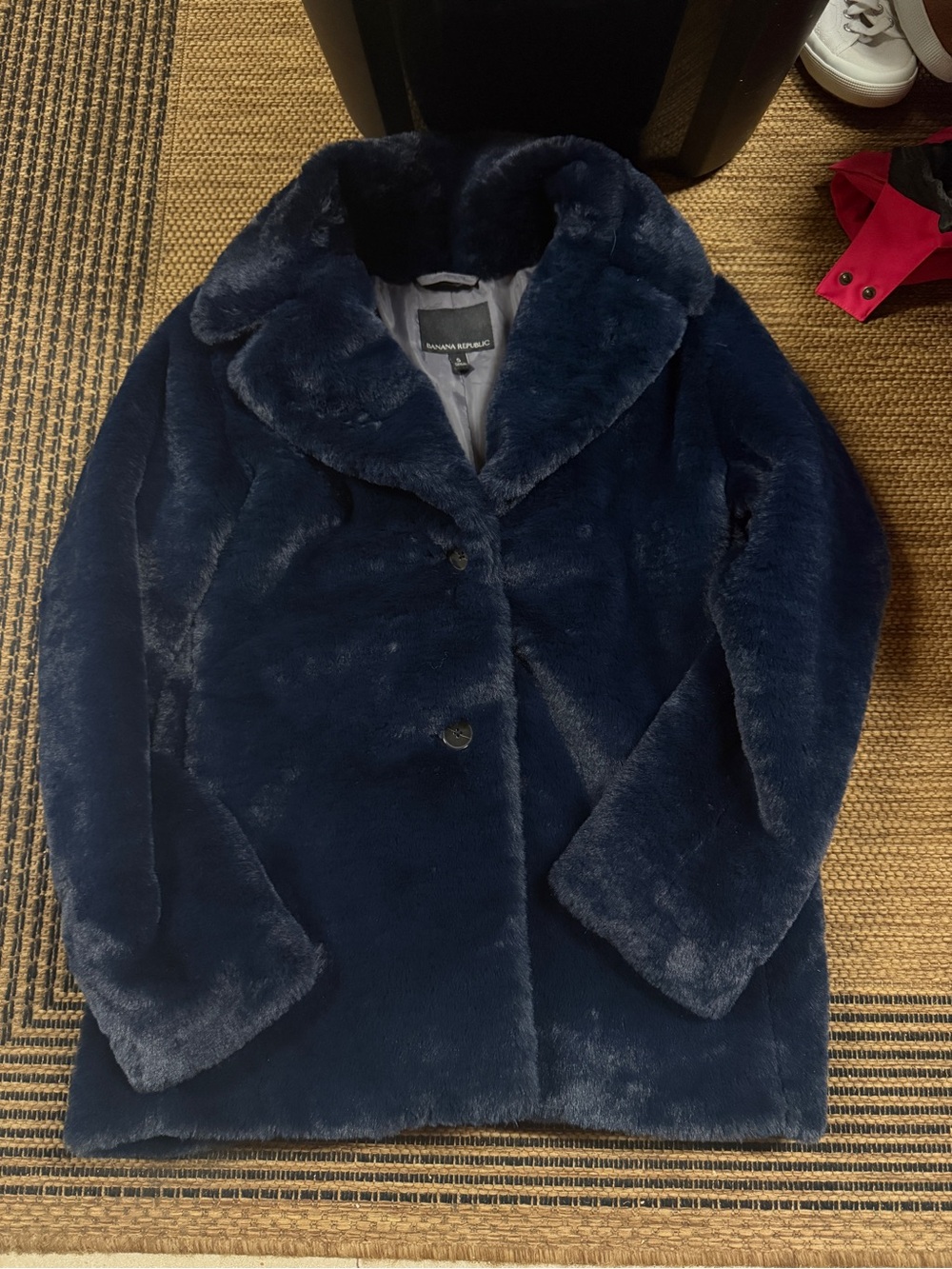 Banana Republic Deep Navy Teddy Faux-Fur Coat